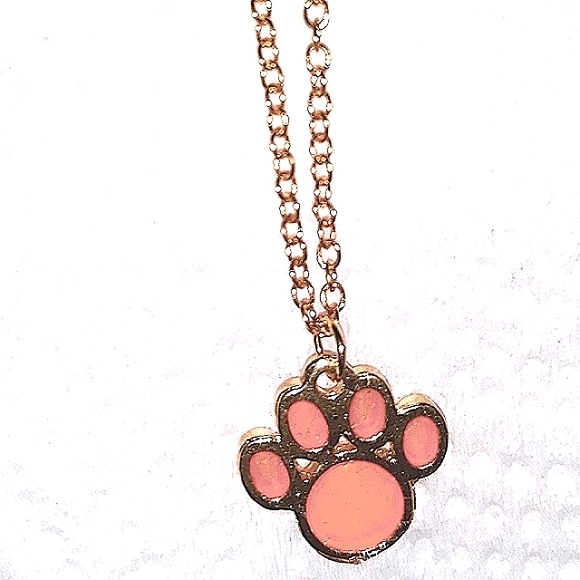 Paw Charm Necklace Peach color with 18-22"inch gold chain. Unisex Womens Mens K… - Picture 14 of 16